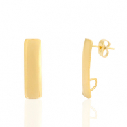 Ohrringe aus Stainless Steel - Rostfreiem Stahl Ohrstecker Rechteck mit Öse Gold