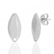 Ohrringe aus Stainless Steel - Rostfreiem Stahl Ohrstecker oval mit &Ouml;se Silber