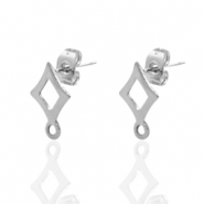 Ohrringe aus Stainless Steel - Rostfreiem Stahl Rhombus Silber