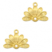 Metall Anhänger DQ halbe Blume Gold (Nickelfrei)