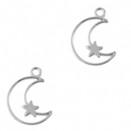 Metall Anh&auml;nger DQ Moon and Star Antik silber (Nickelfrei)