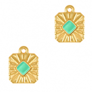Metall Anh&auml;nger DQ Viereck Gold-veraman blue (nikkelvrij)