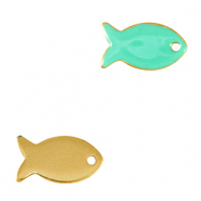 Metall Anh&auml;nger DQ Fisch Gold-veraman blue (nikkelvrij)