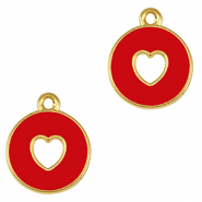 Metall Anh&auml;nger DQ Herz Gold-red (nikkelvrij)