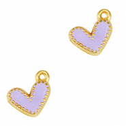 Metall Anh&auml;nger DQ Herz Gold-lavender purple (nikkelvrij)