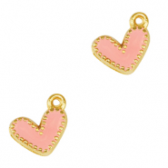 Metall Anh&auml;nger DQ Herz Gold-salmon pink (nikkelvrij)