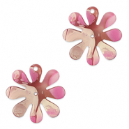 Statement-Anhänger Blume 25mm Magenta marble