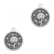 Metall Anhänger DQ Blume Antik silber (Nickelfrei)