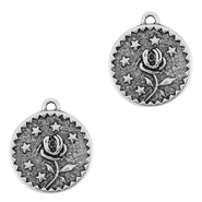 Metall Anhänger DQ Blume Antik silber (Nickelfrei)