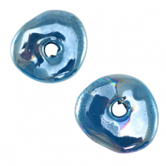 DQ Griechische Keramik Perlen Donut Cerulean blue
