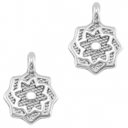 Metall Anhänger DQ Blume Antik silber (Nickelfrei)