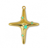 Metall Anh&auml;nger DQ Kreuz Veraman Blue-Gold (Nickelfrei)