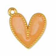 Metall Anh&auml;nger DQ Herz Pearl Light Orange-Gold (Nickelfrei)