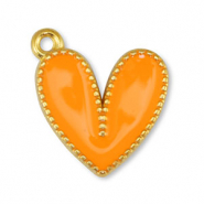 Metall Anh&auml;nger DQ Herz Orange-Gold (Nickelfrei)