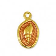 Metall Anh&auml;nger DQ Muschel Transparant Orange-Gold (Nickelfrei)