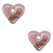 DQ Griechische Keramik Perlen Herz Pink-brown