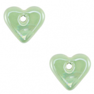 DQ Griechische Keramik Perlen Herz Light green