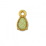 Metall Anh&auml;nger DQ Tropfenform Gold-glitter light green (Nickelfrei)