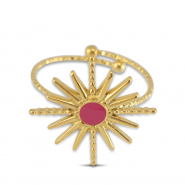 Ringe aus Stainless Steel - Rostfreiem Stahl Enamel Stern Gold-dark pink