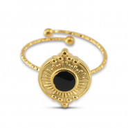 Ringe aus Stainless Steel - Rostfreiem Stahl Enamel Rund Gold-black