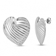 Ohrringe / Ohrstecker aus Stainless Steel - Rostfreiem Stahl Herz Silver