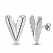 Ohrringe / Ohrstecker aus Stainless Steel - Rostfreiem Stahl Herz Silver