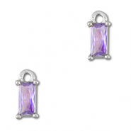 Anh&auml;nger Kristallglas Rechteck Light lilac-silver
