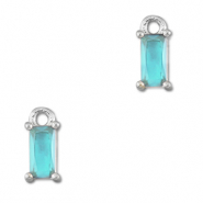 Anh&auml;nger Kristallglas Rechteck Aquamarine blue-silver