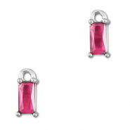 Anh&auml;nger Kristallglas Rechteck Dark pink-silver