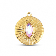 BY31&reg; Stainless Steel - Rostfrei Stahl Anh&auml;nger Rund Gold-light pink