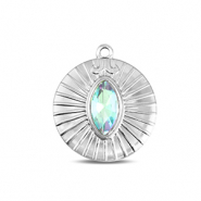 BY31&reg; Stainless Steel - Rostfrei Stahl Anh&auml;nger Rund Silver-aqua