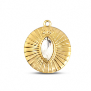 BY31&reg; Stainless Steel - Rostfrei Stahl Anh&auml;nger Rund Gold-crystal