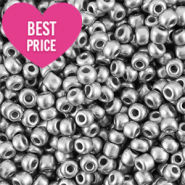 Glasperlen Rocailles 6/0 (4mm) Metallic shine silver