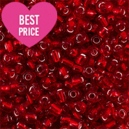 Glasperlen Rocailles 8/0 (3mm) Silverlined dark red
