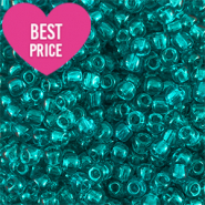Glasperlen Rocailles 12/0 (2mm) Transparent matt ocean wave green