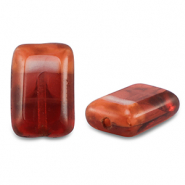 B&ouml;hmische Perlen TCB Rectangle 12x8mm Transparent red-vintage pink