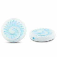 B&ouml;hmische Perlen Fossil Shell 18mm White-light blue