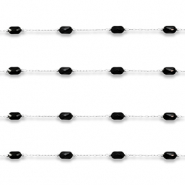 Stainless Steel - Rostfrei Stahl Schmuckzubeh&ouml;r Gliederkette Oval Silver-black
