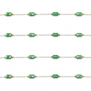 Stainless Steel - Rostfrei Stahl Schmuckzubeh&ouml;r Gliederkette Oval Gold-green
