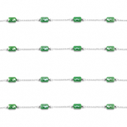 Stainless Steel - Rostfrei Stahl Schmuckzubeh&ouml;r Gliederkette Oval Silver-green