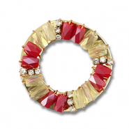 Top Facett Anh&auml;nger Rund Red-transparent AB-gold