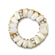 Top Facett Anh&auml;nger Rund White AB-white transparent AB-gold