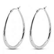 Ohrringe aus Stainless Steel - Rostfreiem Stahl Creolen Oval Silver