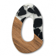 Holz Anhänger Irregular Black-white-brown