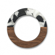 Holz Anhänger Rund Black-white-brown