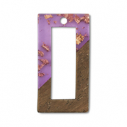 Holz Anhänger Rechteck Purple transparent-gold-brown
