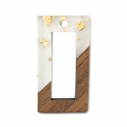 Holz Anhänger Rechteck Transparent-gold-brown