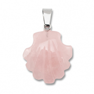Naturstein Anhänger Rosenquarz Muschel Pink