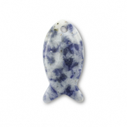 Naturstein Anhänger Sodalith und Mikrokline Fisch Blue-white