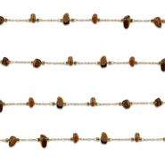Stainless Steel - Rostfrei Stahl Schmuckzubeh&ouml;r Gliederkette Tigerauge Irregular Gold-golden brown